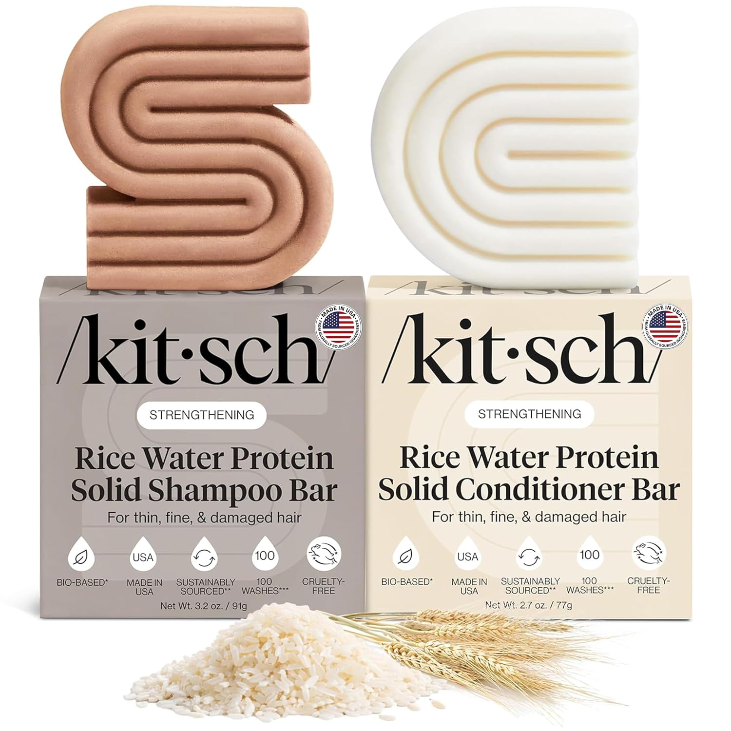 Kitsch Rice Water Protein Shampoo & Conditioner Bar Set