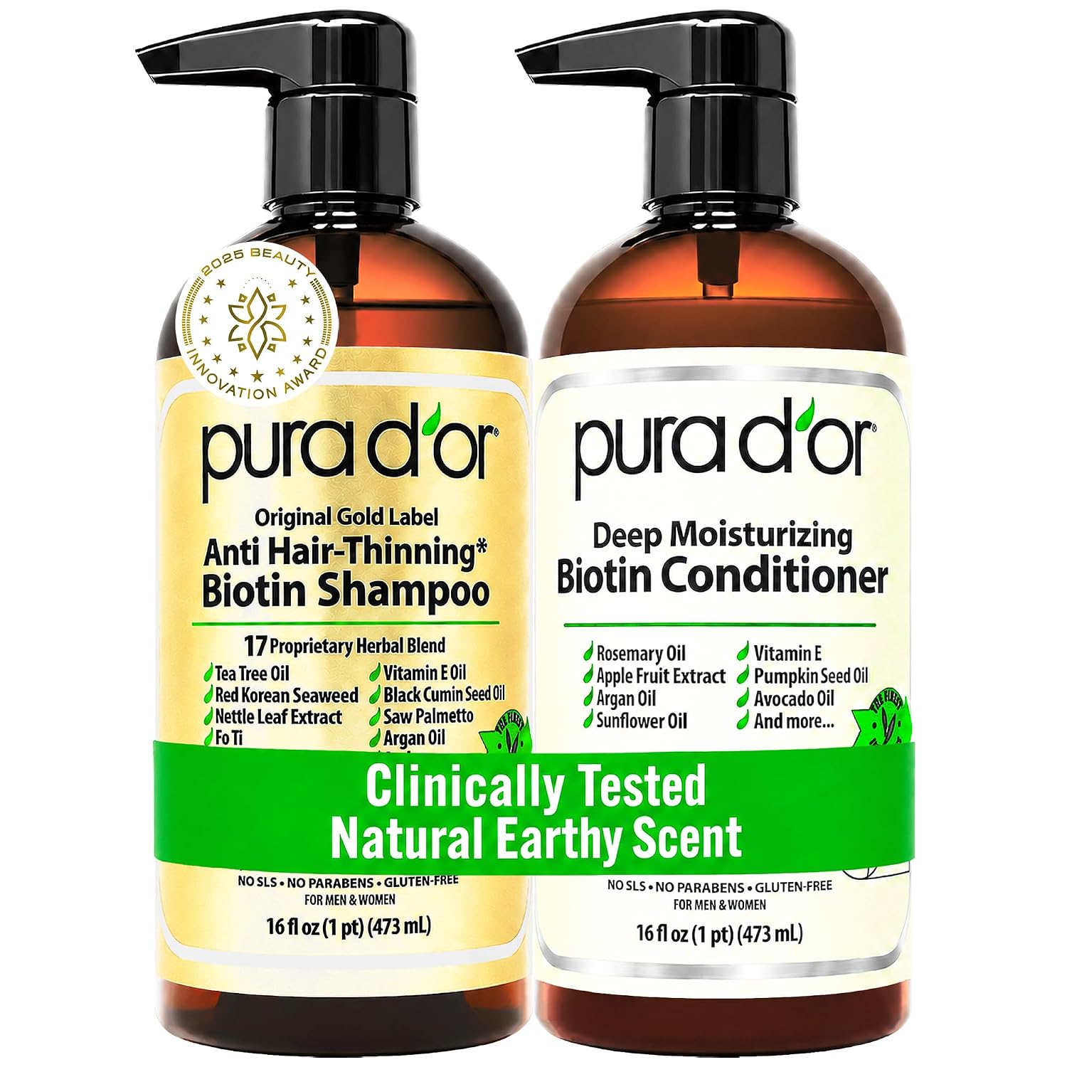 PURA D'OR Anti-Thinning Shampoo & Conditioner